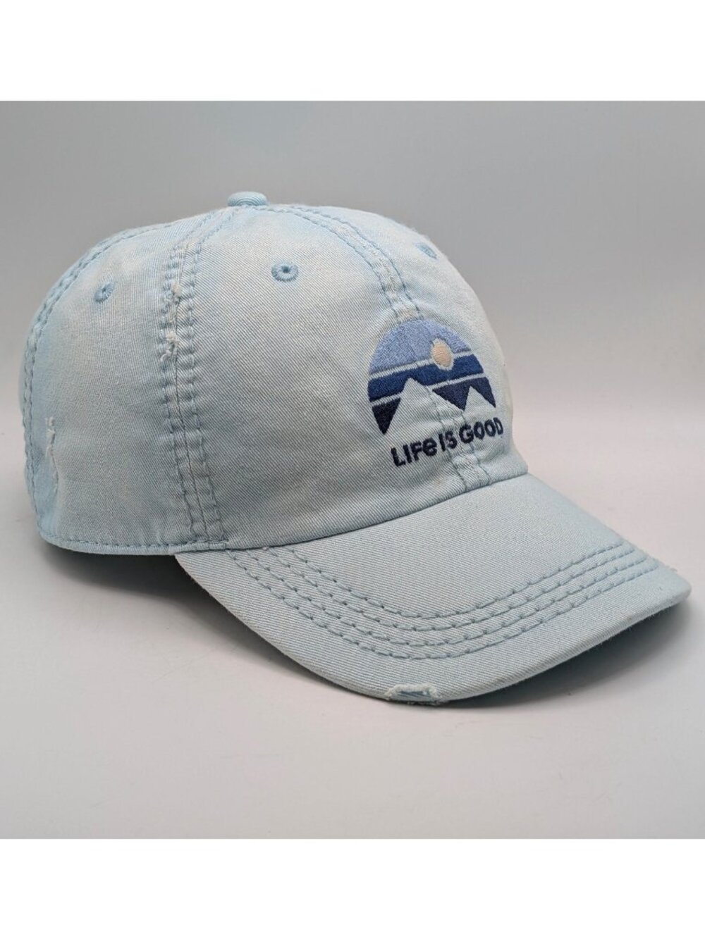 Life Is Good Hat Cap Strap Back Mountains Light Blue Unisex Today Is A Good Day